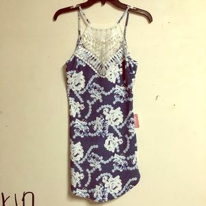 White and blue floral dress